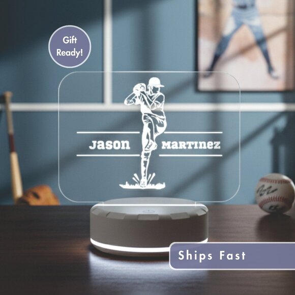 Custom LED Baseball Night Light – Great Room Decor - Picture 1 of 8